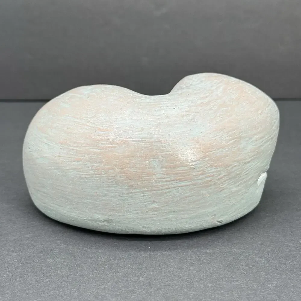 Signed Isabel Bloom Sleeping Cat Sculpture Blue Pottery USA Handcrafted Art
